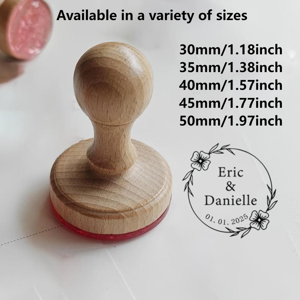 Custom Logo Stamp, Round Wooden Personalized Rubber Stamp, Business Stamps, Book Stamp, Wedding and Packaging Seal(ink Pad Not Included)