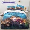 Thrones Game Pattern Bedding Quilt Set Quilt Cover Pillowcase Home Decoration Gift (1 * Duvet Cover + 2 * Pillowcase, Without Core)