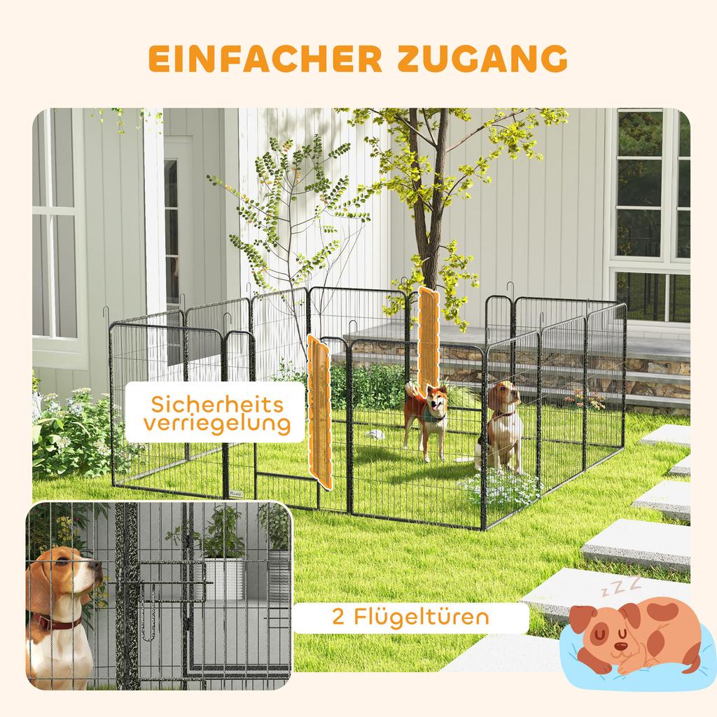 12 Panels Heavy Duty Puppy Playpen, for Small Dogs, Indoor and Outdoor Use - Silver