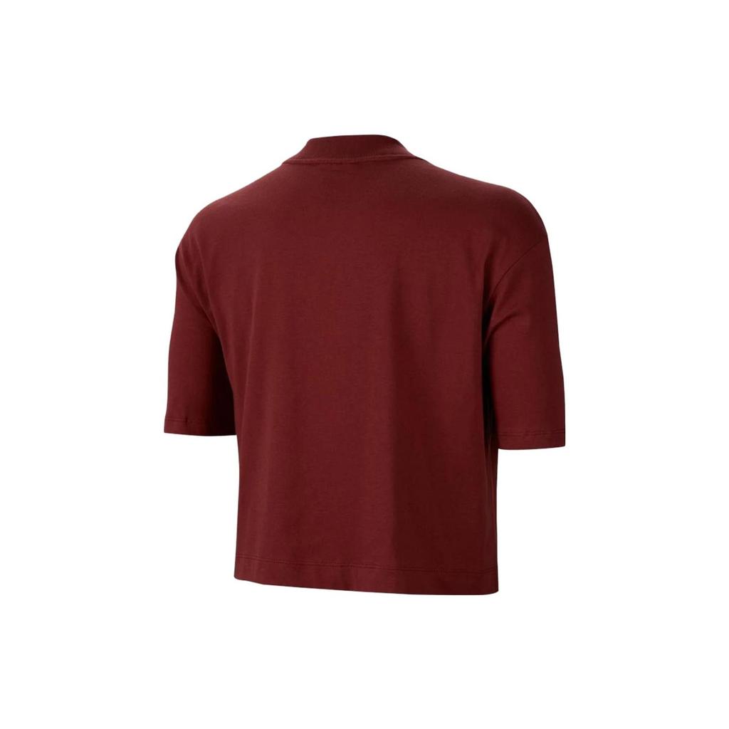 Nike Solid Color Round Neck Logo Print T-Shirt Women Tops Red BV4777-661