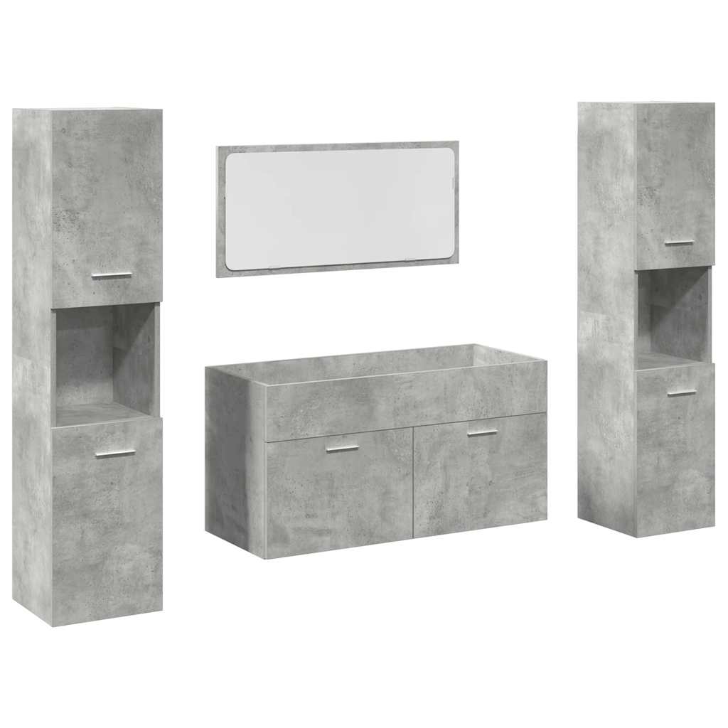Vidaxl 4-Piece Bathroom Furniture Set, Concrete Grey