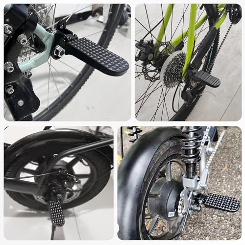 1 Pair Bike Rear Pedals, Mini Folding Bike Pegs, 8mm Aluminium Alloy Non-Slip Bicycle Footrests, Quick Release Foot Plates Pedals for Mountain Bike E