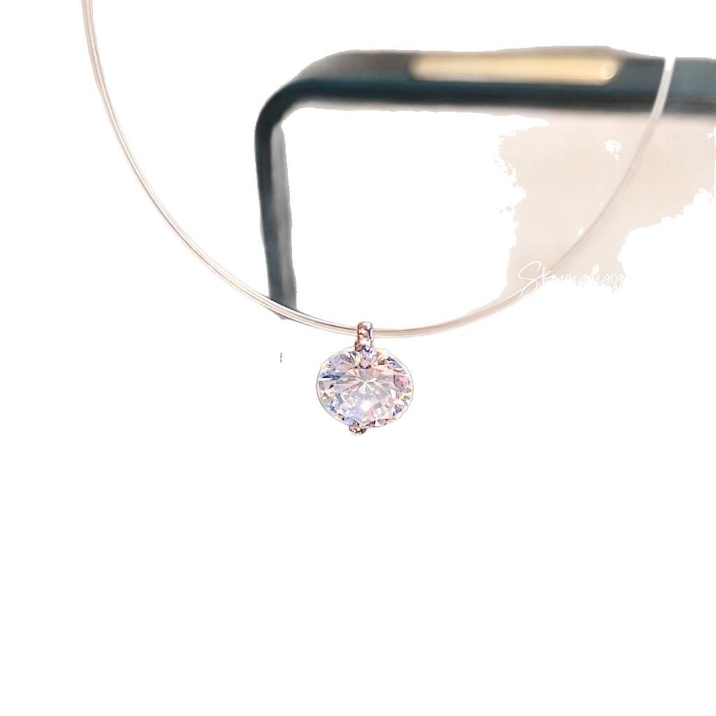 Mermaid's Tear Zirconia Invisible Fishing Line Necklace: Women's Versatile Moissanite-Style Zirconia Clavicle Chain