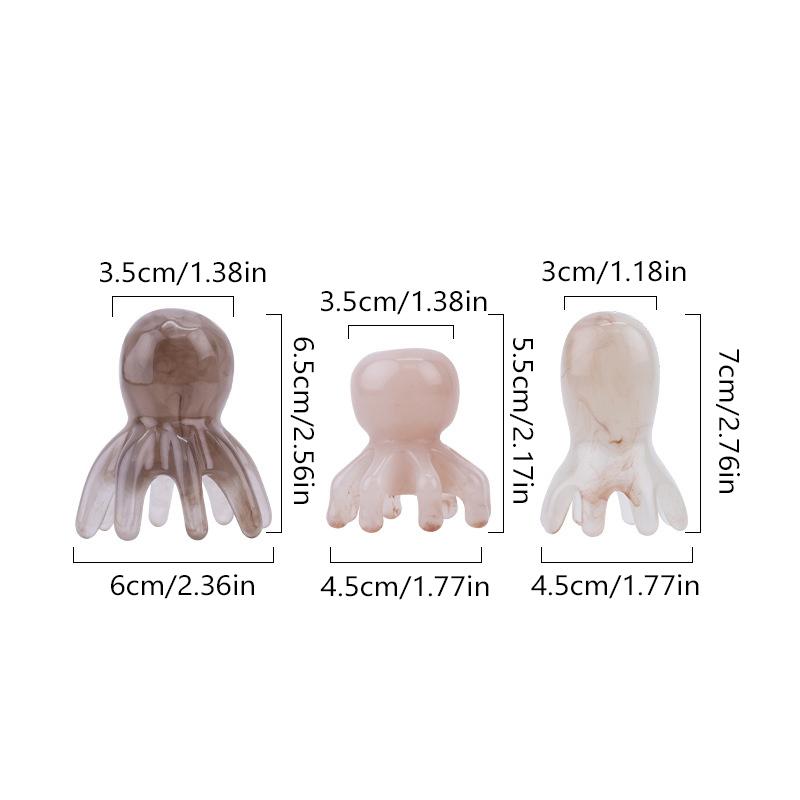 Resin Octopus Comb Head Massager Wide Tooth Meridian Scraping Scalp Brush Acupuncture SPA Gua Sha Health Deep Massage Tool