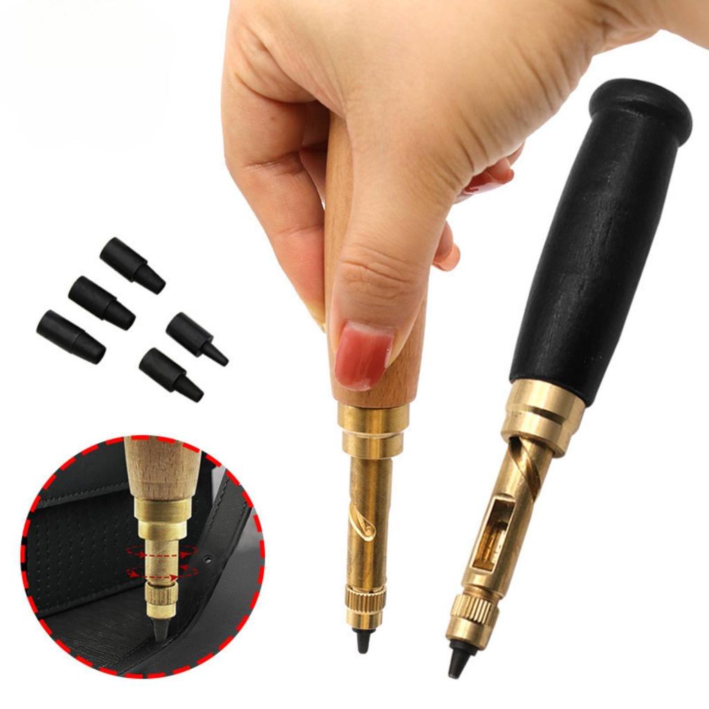 Rotary Leather Punch Replaceable Heads Belt Hole Punch Multi-Head Design DIY Craft Use