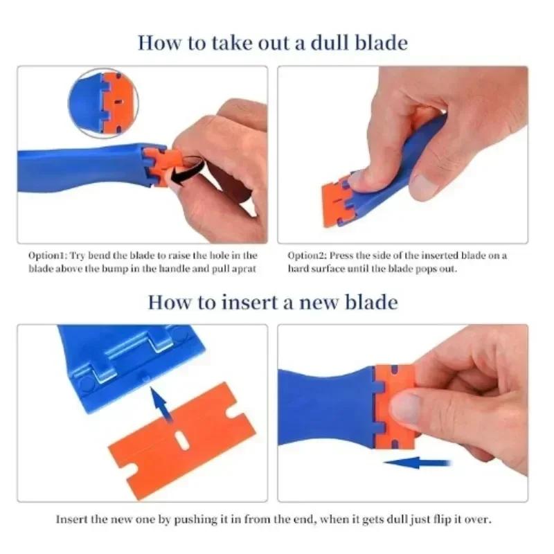 1set of multi-functional cleaning scrapers for car window glass, car self-adhesive scrapers, and label cleaning tools