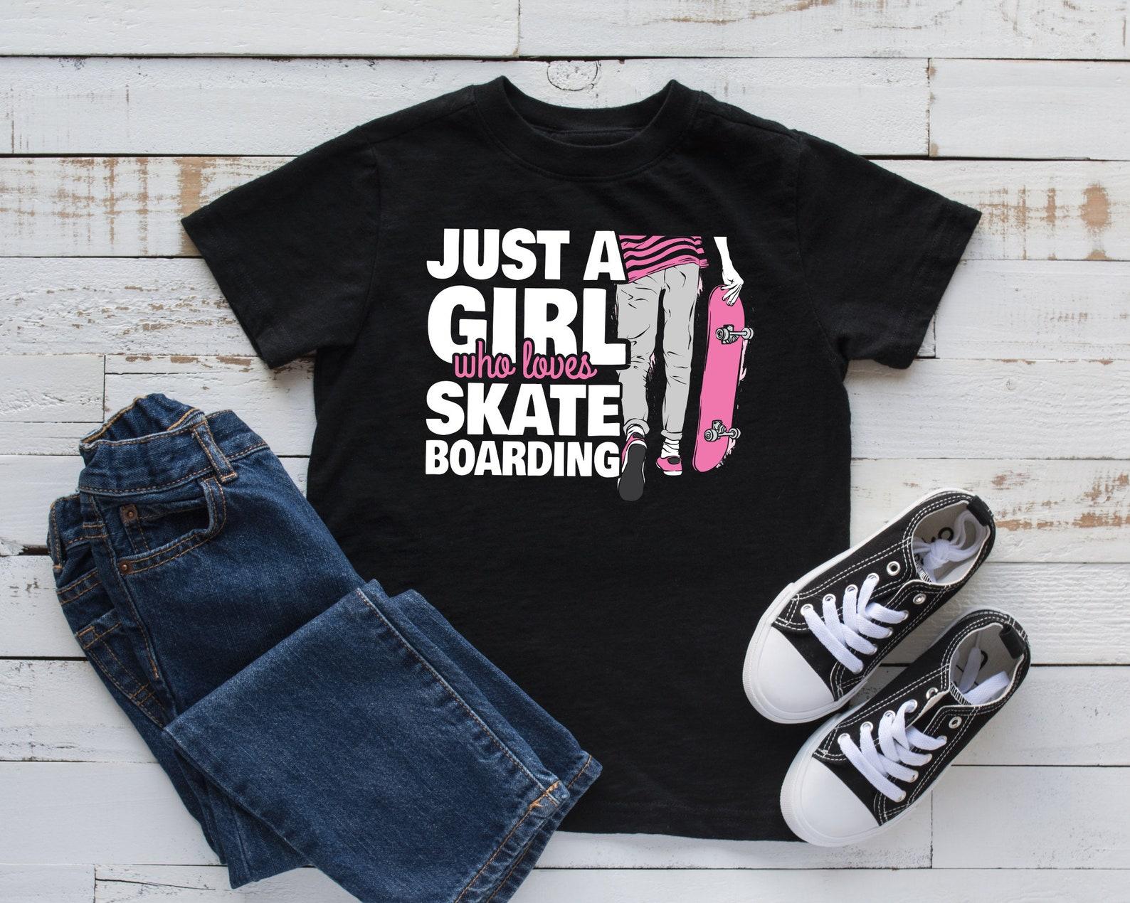 Girl Who Loves Skateboarding T-Shirt, Girl Skateboarder Tee, Kids T-shirt, Tank Top, T-shirt, T-shirt,T-shirt, Kids Tee Apparel Gift 3XL