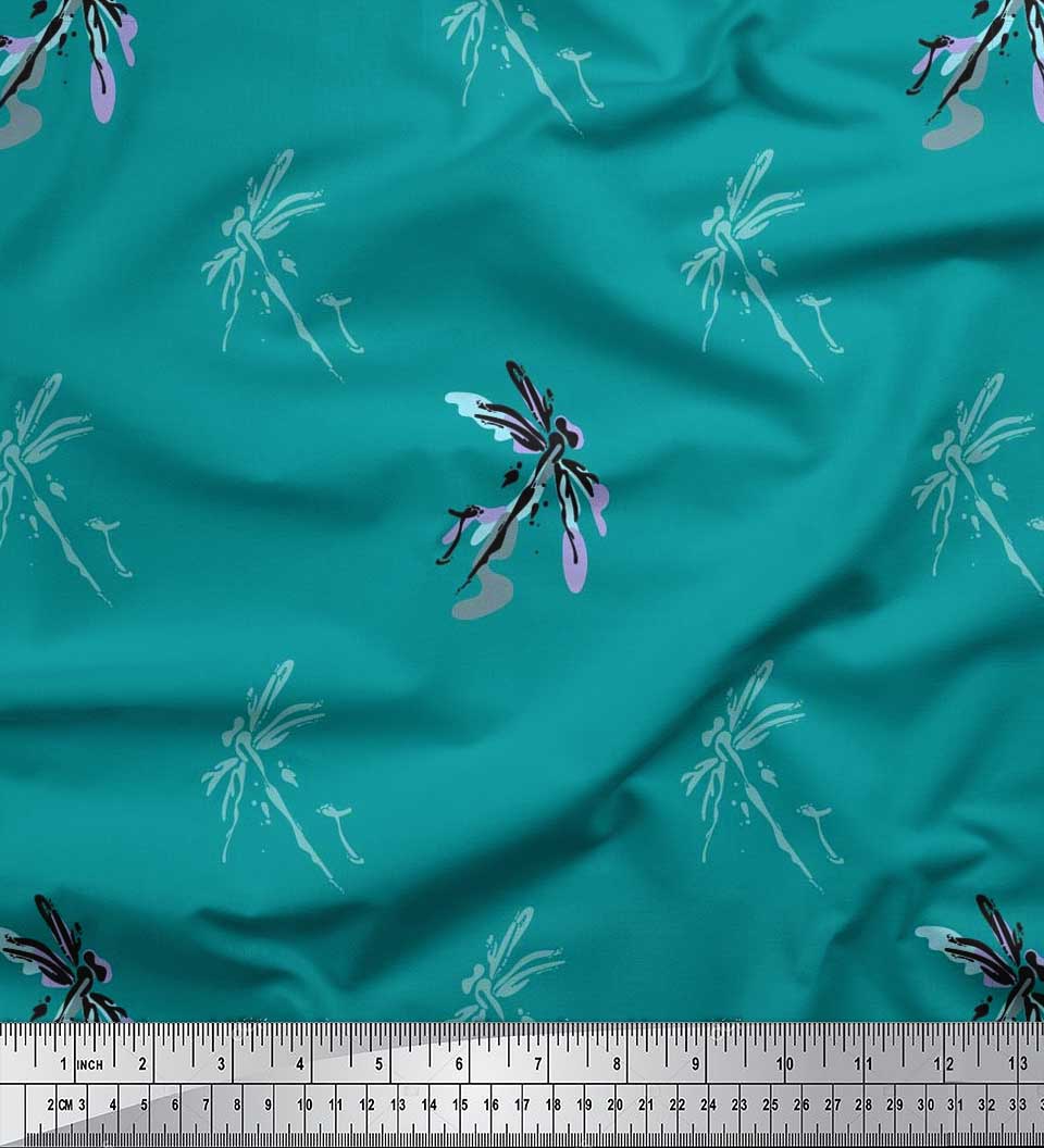 

Тканина Soimoi Japan Crepe Satin Тканина Dragonfly & Texture Decor Fabric Printed meter 42 Inch 42 Inch Wide - Poly Crepe зелений