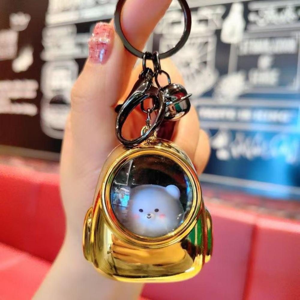 Knock Cute Bear Schoolbag Night Light Keychain Bag Pendant Internet Celebrity Atmosphere Light Keychain Car Keychain