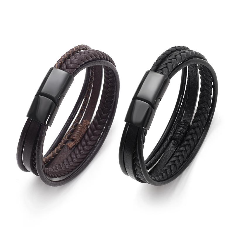 Meier Fashionable Leather Cord Handmade Braided Bracelet - Men's Bangle - Ethnic Style