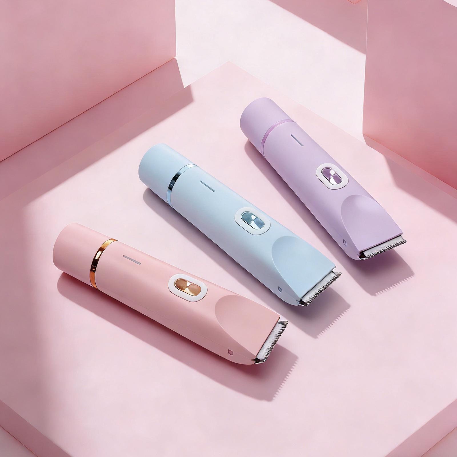 2026 Двухголовочный прибор для удаления волос для чувствительных зон, Электрическая бритва для женщин и мужчин Double-Headed светло-фиолетовый