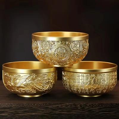 Gouden Metalen Schaal Zegenschal Decoratieve Schaal Serveerschaal Feng Shui Ornament Tafeldecoraties voor Huis Kantoor Decors