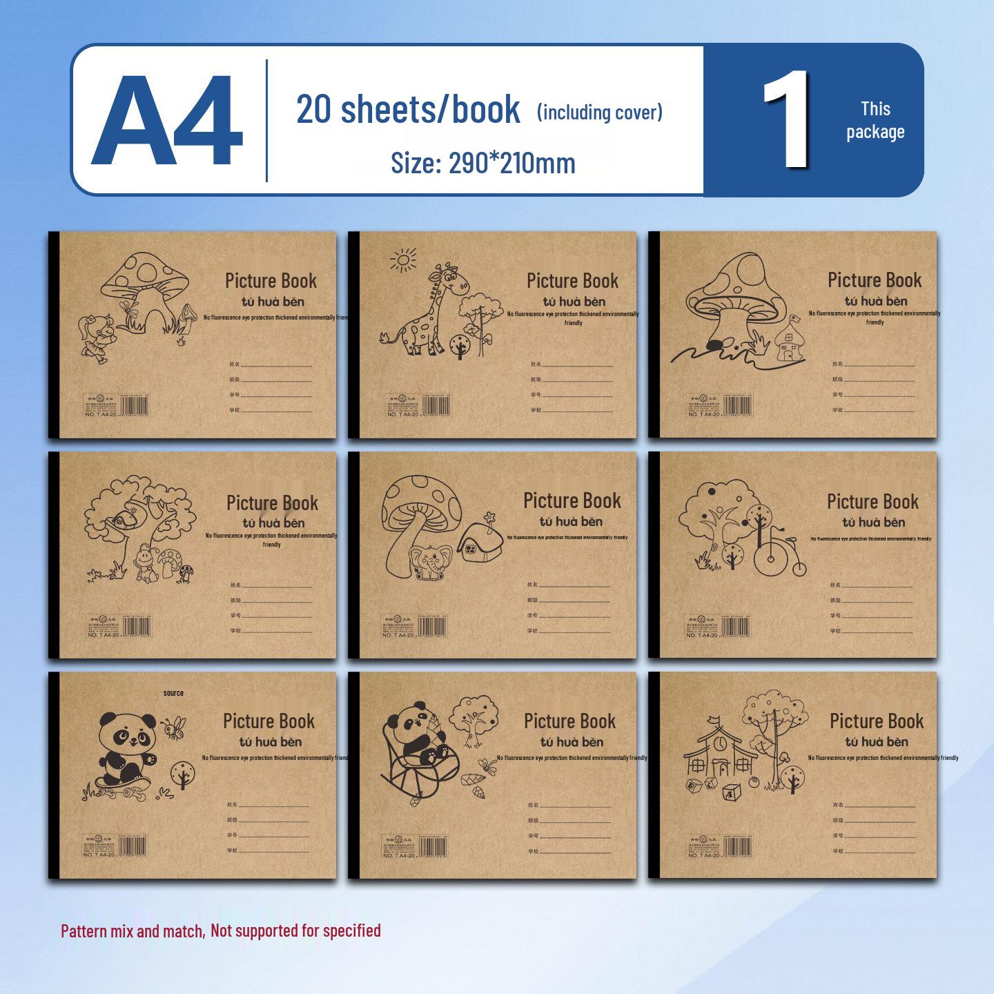A4 Thickened Drawing Book for First Grade Primary Students - Children s Sketchbook