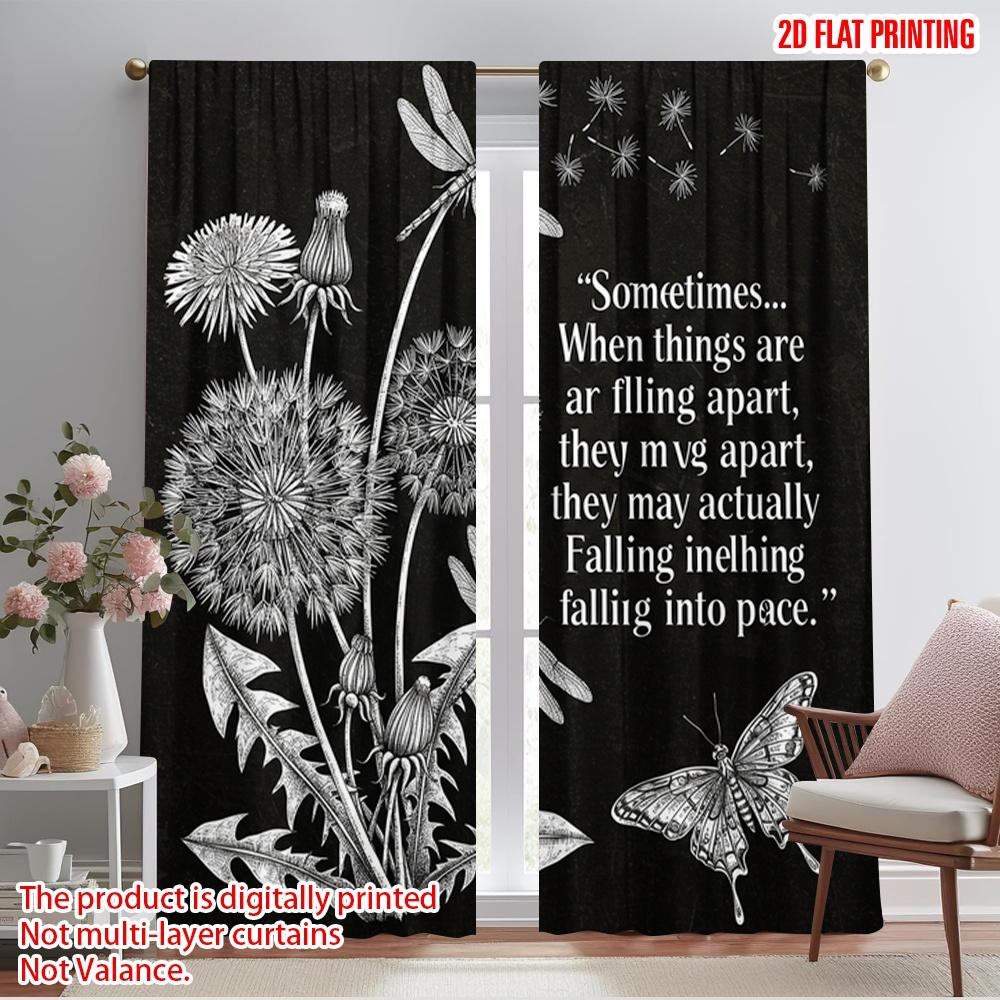 2pcs 2D flat printing Drapes Dragonflies Dandelions Falling Place Fabric Without Electricity Party Decorations for Photo Booths