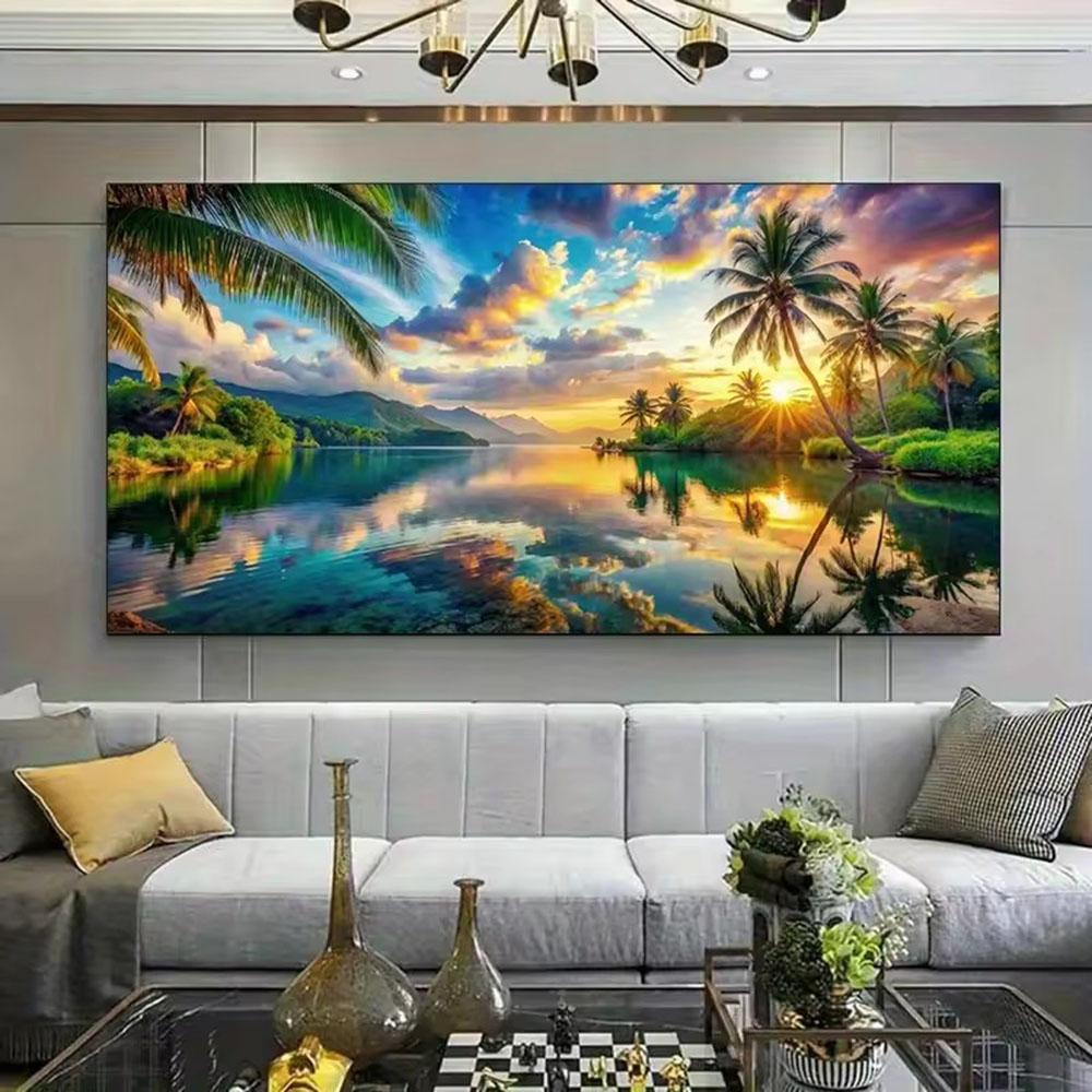 Large Size Mosaic DIY Full Diamond Painting Kits Art Beautiful Forest Lake Scenery Embroidery Cross Stitch Rhinestones