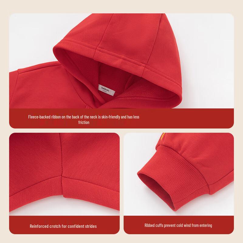 Balabala Kids' New Chinese Style Fleece-Lined Two-Piece Set