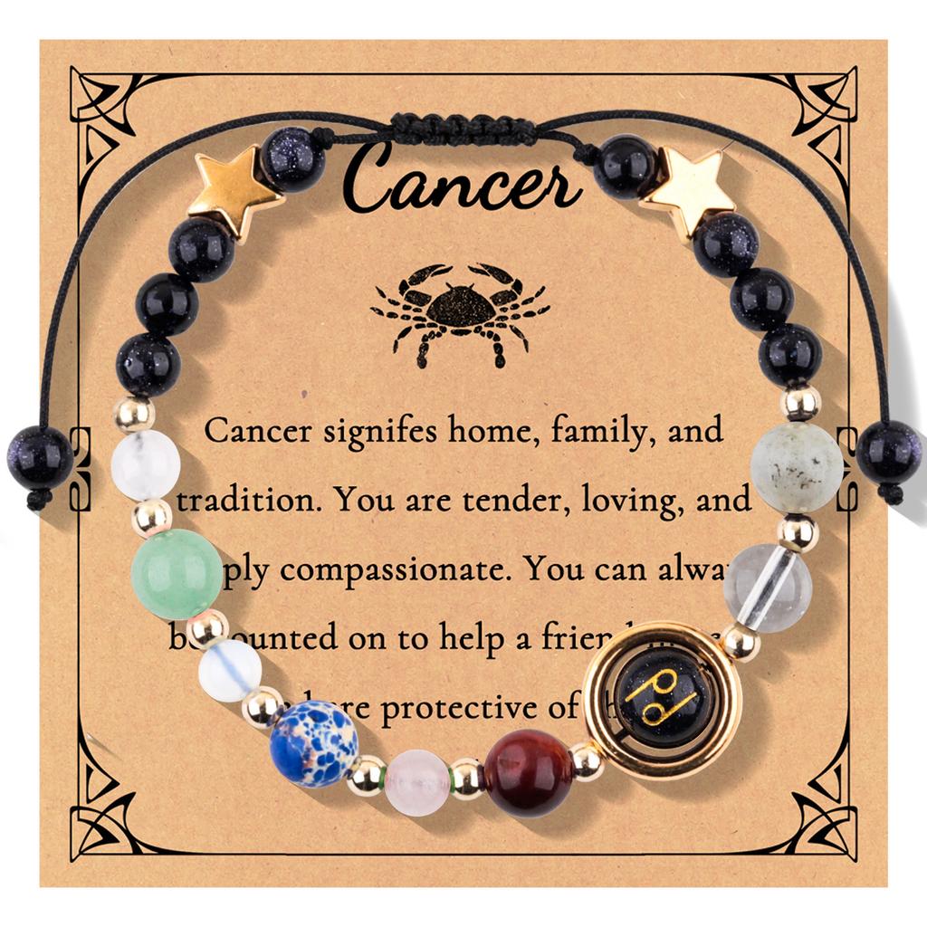 12 constellations woven adjustable bracelet gold beads star constellation symbol pendant eight planets planet bracelet
