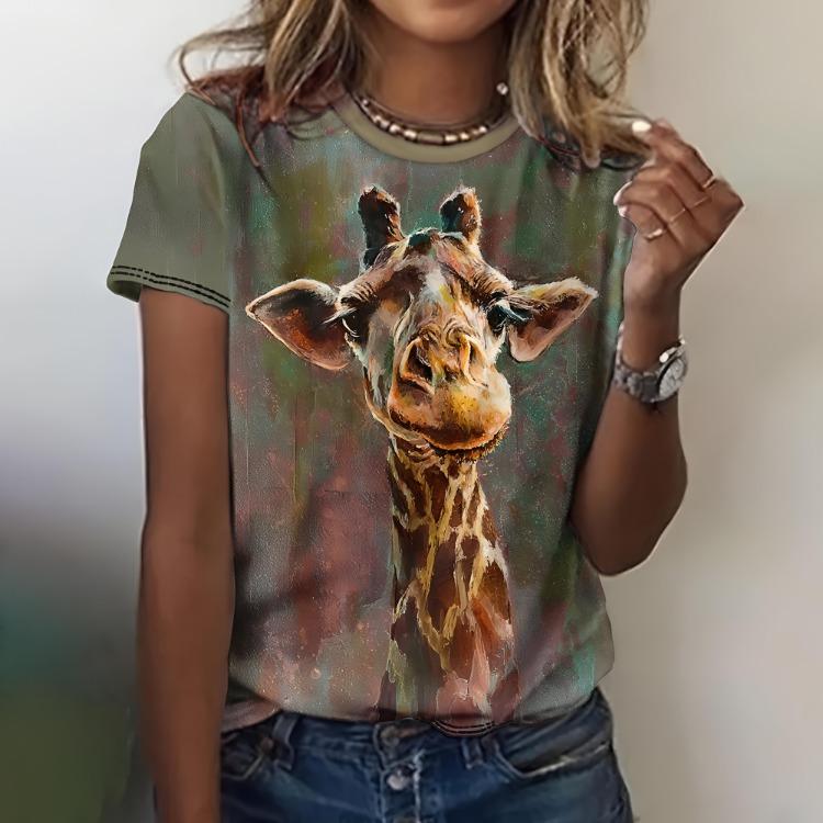 Kawaii Funny Animal Graphic Women's T Shirts Casual Oversize Short Sleeve Top Female Fashion Clothing Ladies
