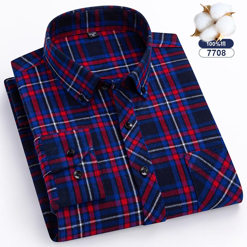 Plus Oversize 8xl Men's Flannel Shirts Men Long Sleeve Casual Comfortable Men's Plaid Shirt 100 Cotton Big Size Single Pocket