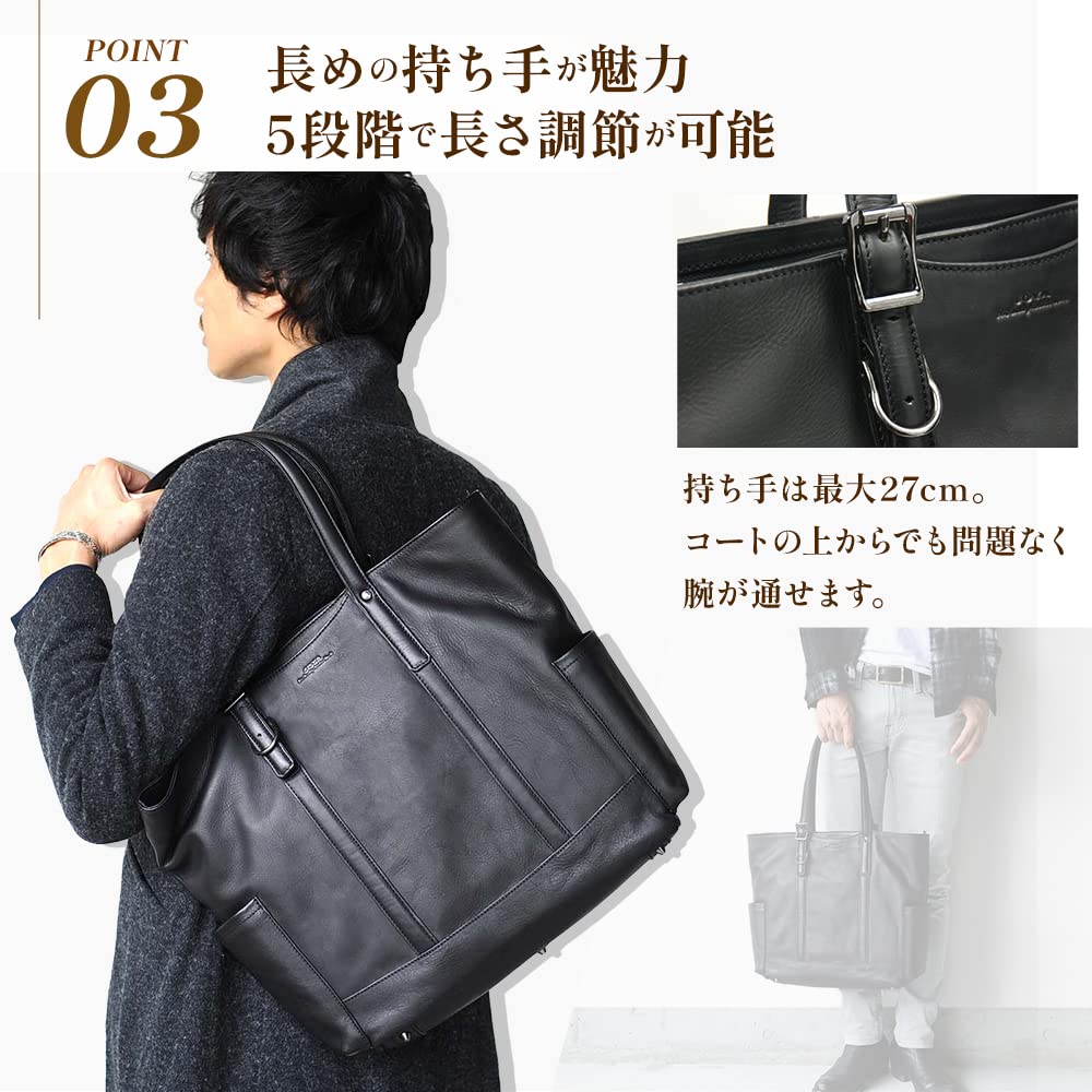 Joya Genuine Leather Tote Bag, Horizontal, BLACK J4705