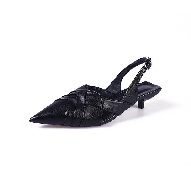Fashion High Heels, Toe Caps, Sandals, Women's Slim Heels, Versatile, 2025 Summer Pointed Back Hollow Roman Sandals
