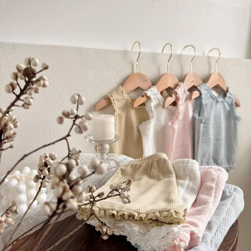 Korean Style Children's Lace Vest Cute Summer Sleeveless Shorts Thin Set Girls Kids Fashion Outfit