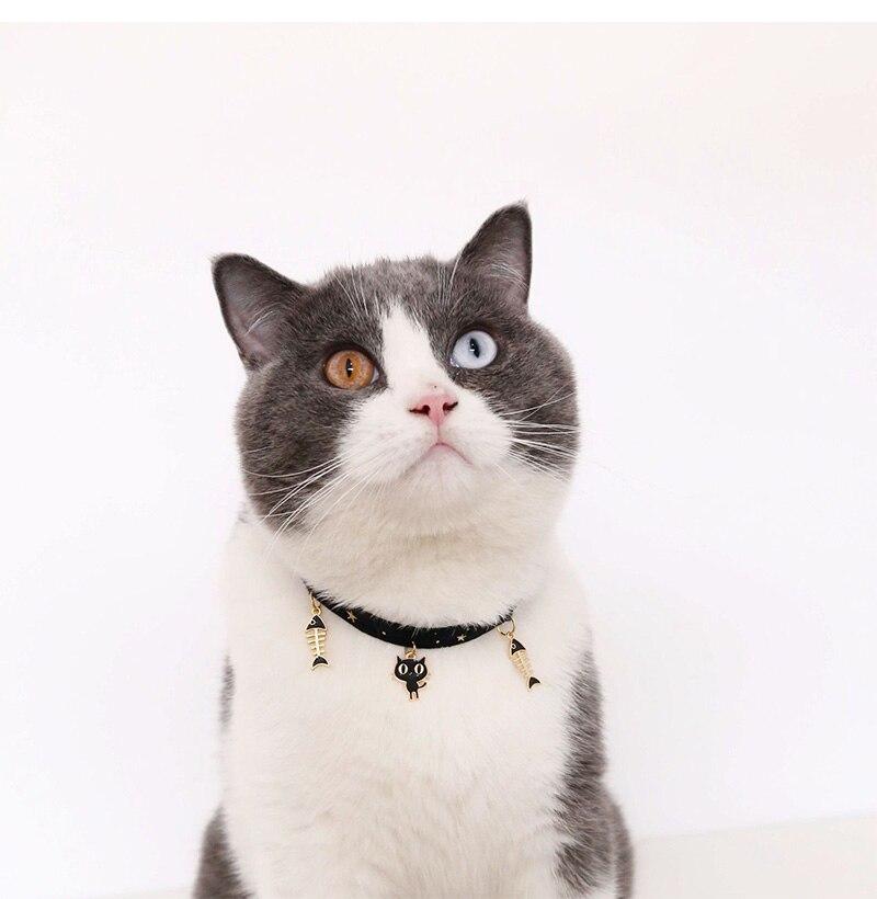 Velvet Bronzing Adjustable Cat Necklace Pet Fishbone/Snowflake /Starry Sky Collar for Puppy Exquisite Decoration Pet Accessories