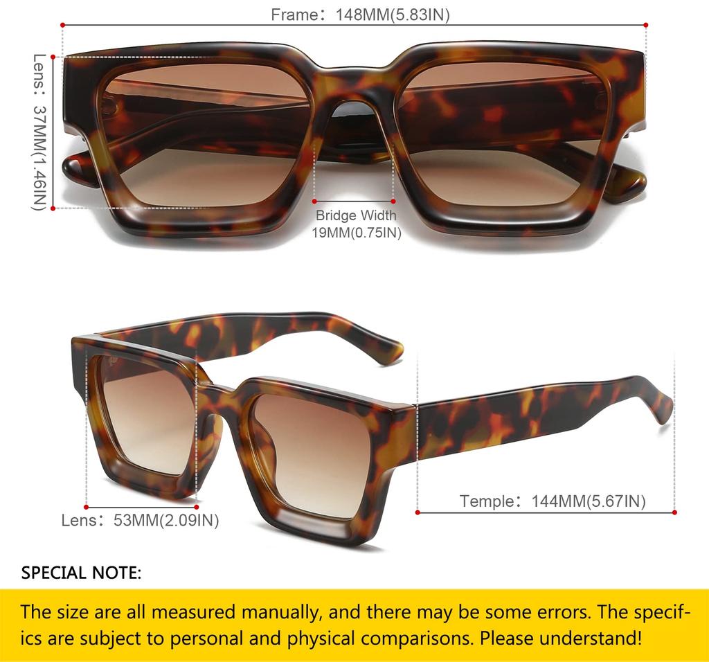 SHEEN KELLY Polarized Classic Black Square Sunglasses for Men and Colored Rectangular Hip Hop 90s Style Women, Sunglasses, UV400,