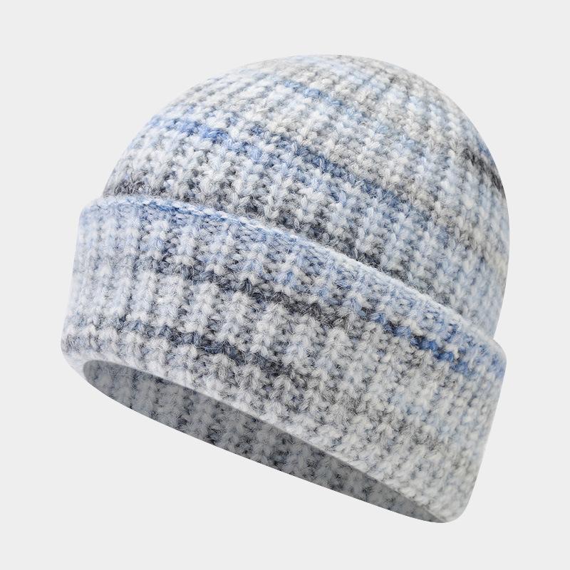 Women S Vintage Tie Dye Knit Hat Warm Ear Protection Winter Beanie