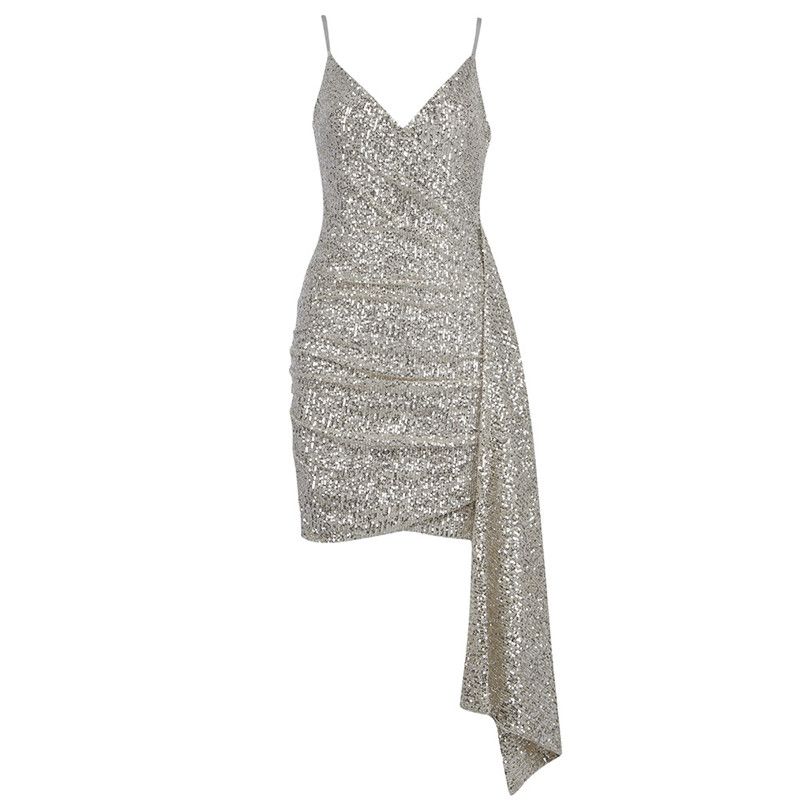 

Special-Interest Design Debutante Gala Dinner Annual Meeting Sequin Sling Silver Gray(In stock) L