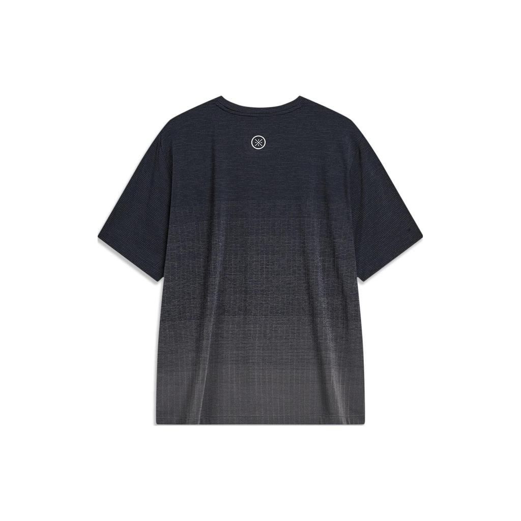 Li-Ning Gradient Quick-Dry Antibacterial Short-Sleeve T-Shirt Men Tops Black Charcoal-Gray ATST563-1