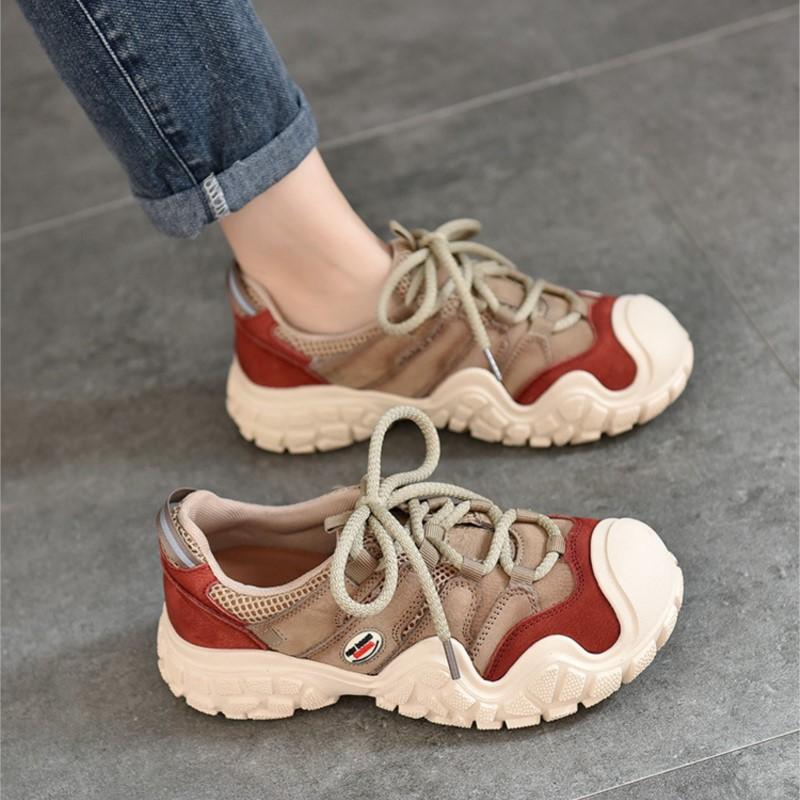 Johnature Pantofi sport din piele naturală pantofi cu șireturi pantofi damă din piele de vacă ocazional și versatili