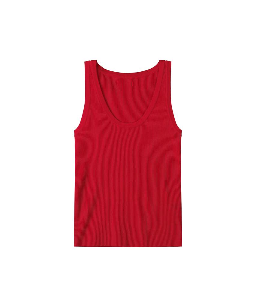 Mellotoli U-Neck Slim Sleeveless Knit Top (2 Colors)