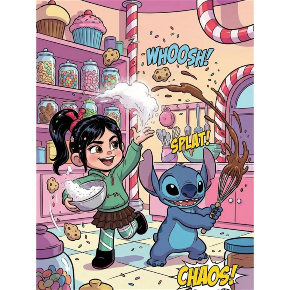 

Disney 5D DIY Diamond Painting Vanellope Stitch CandyThemed Kitchen Illustration Cartoon Full Diamond Mosaic Diamond PaintingArtWallDecorationCraftSet Round 20x30cm