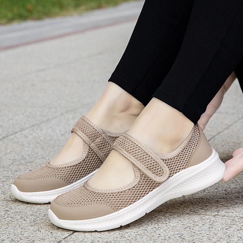 

Модная летняя женская повседневная обувь, дышащая, на плоской подошве, для ходьбы, удобная, сетчатая, для фитнеса, легкая, вулканизированная обувь, большого размера 35 хаки