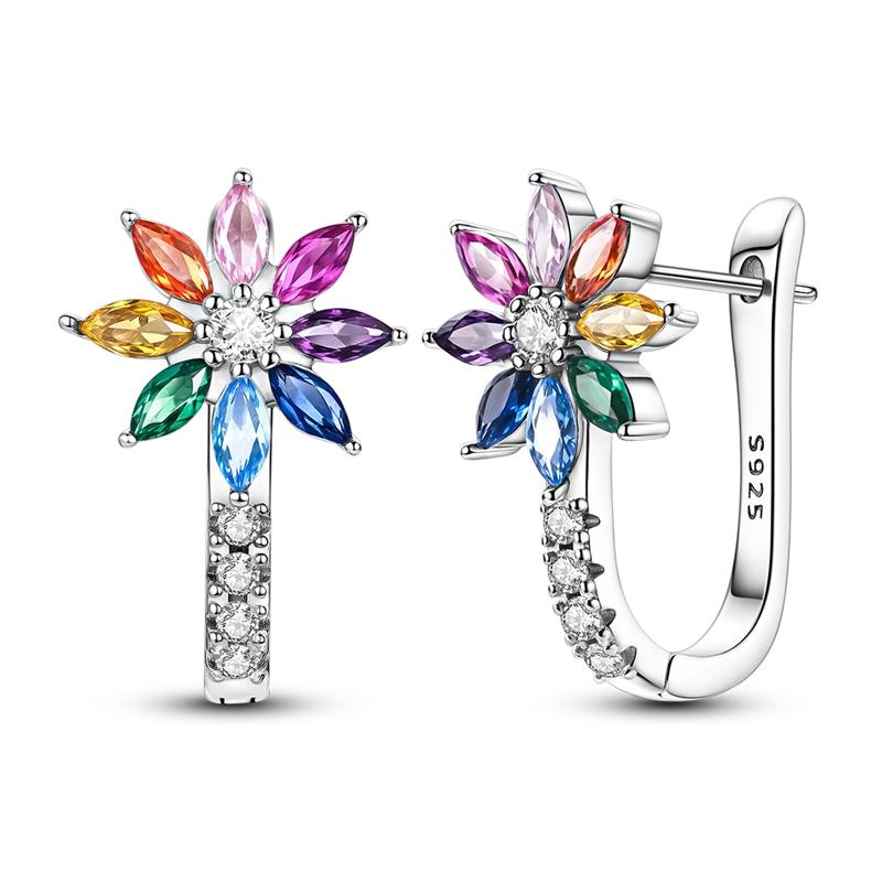 925 Silver Hoop Earrings Bow Bee Cherry Butterfly Feather CZ Zircon Earrings For Women DIY Making Jewelry Gift
