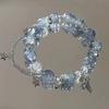 Niche Design Star Chain Tassel Bracelet for Women Fantasy Blue Crystal Beads Elastic Rope Bracelet Best Friend Jewelry Gifts