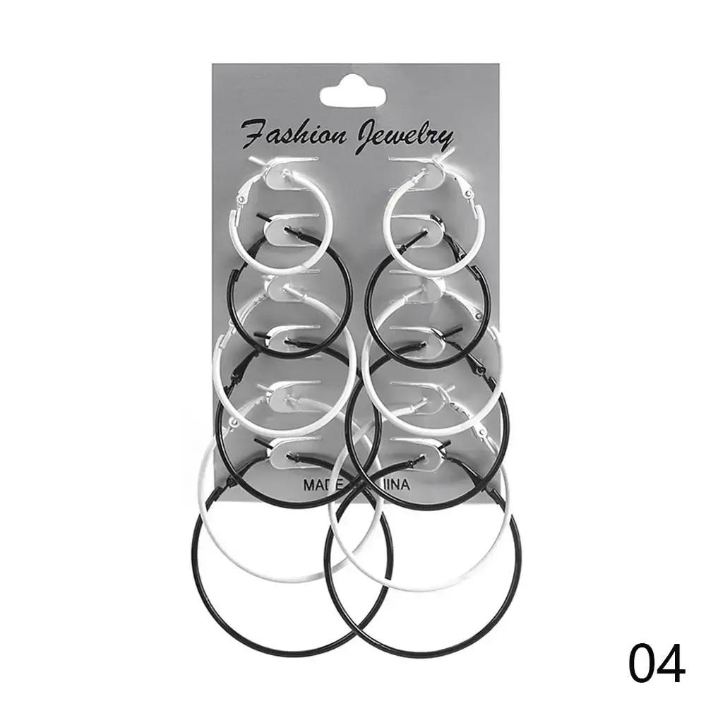 6pair/set Punk Big Smooth Circle Round Hoop Earrings Exaggerate Big Women Trendy Large Hoop Earrings Brand Loop Earrings Jewelry