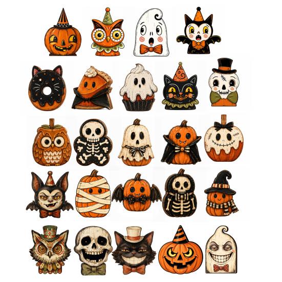 Halloween Gifts for Friends Wooden Ornaments, Retro Desktop Decorations Home Table Tiered Decorative Props Photography Tray Decor, Rustic