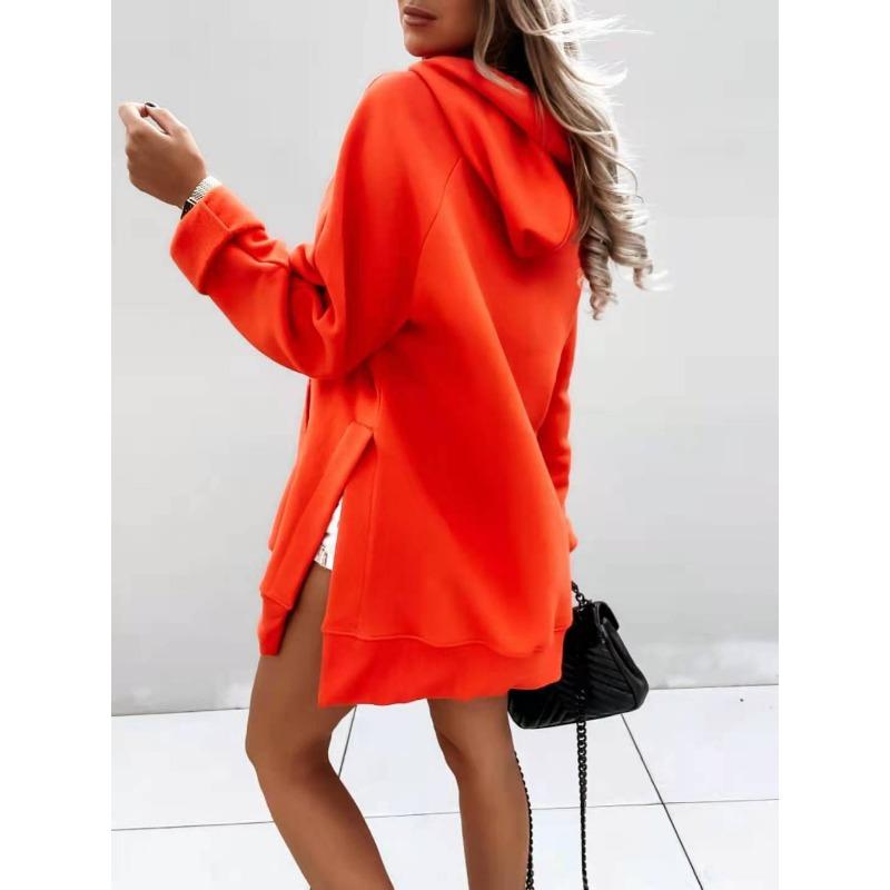 YYFS Women's Fashion Casual Solid Color Print Long Sleeve Hooded Hoodies & Sweatshirts