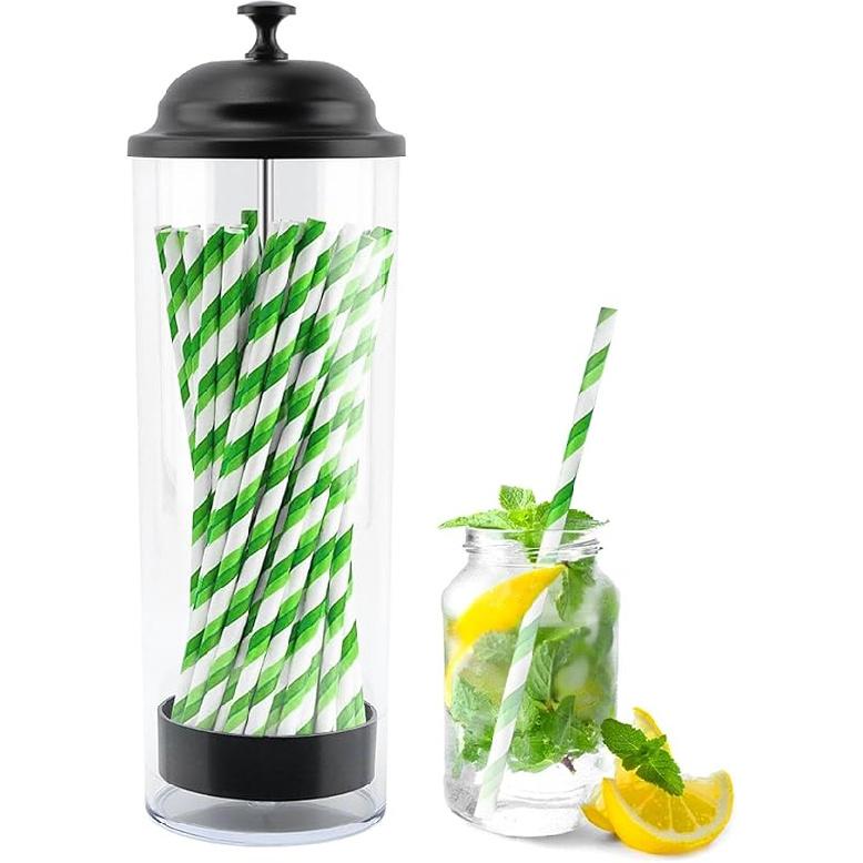 Straw Holder,Straws Holder Dispenser,Drinking Straw Container with Lid for Counter,Drinking Straw Organizer,for Kitchen Bar Party Counter Straw