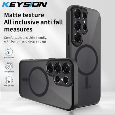 KEYSION Magnetic Phone Case for Samsung S22 S23 S24 S25 Ultra 5G Matte Translucent Shockproof Cover for Galaxy S25 + S24 S23 FE