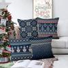 Winter Snowflake Pillowcase 45X45 Pillowcase Navy Blue Christmas Decorations Snowman Throw Pillowcase Cushion Outdoor Courtyard