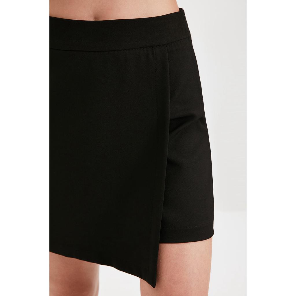 Fusta neagră, țesătă la dublu, pantaloni scurți Twoaw20sr0072