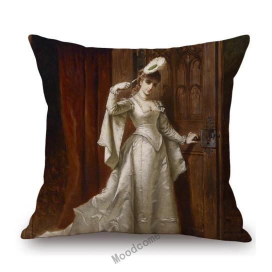 

Королевский двор, портрет, картина маслом, герцогиня, принцесса, леди, украшение дома, художественный диван, хлопковое льняное одеяло, наволочка 44x44cm No Filling