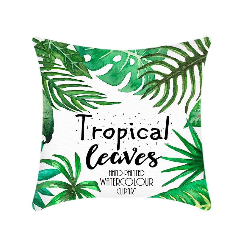 New Nap Pillow Green Leaves Sofa Plush Pillow Case Home Summer Cushion