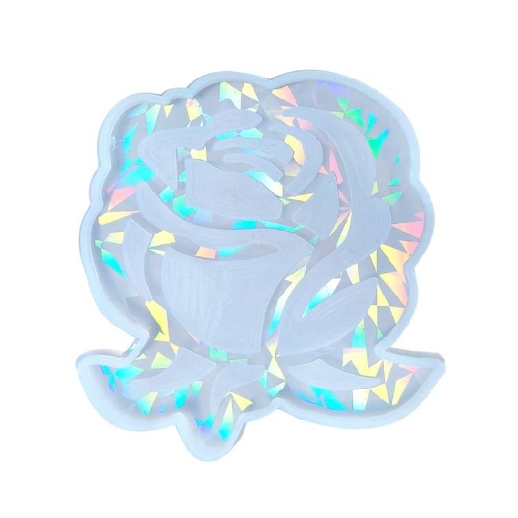 Rose Flower Resin Mold Holographic Coaster Silicone Mold Crystal Flower Molds