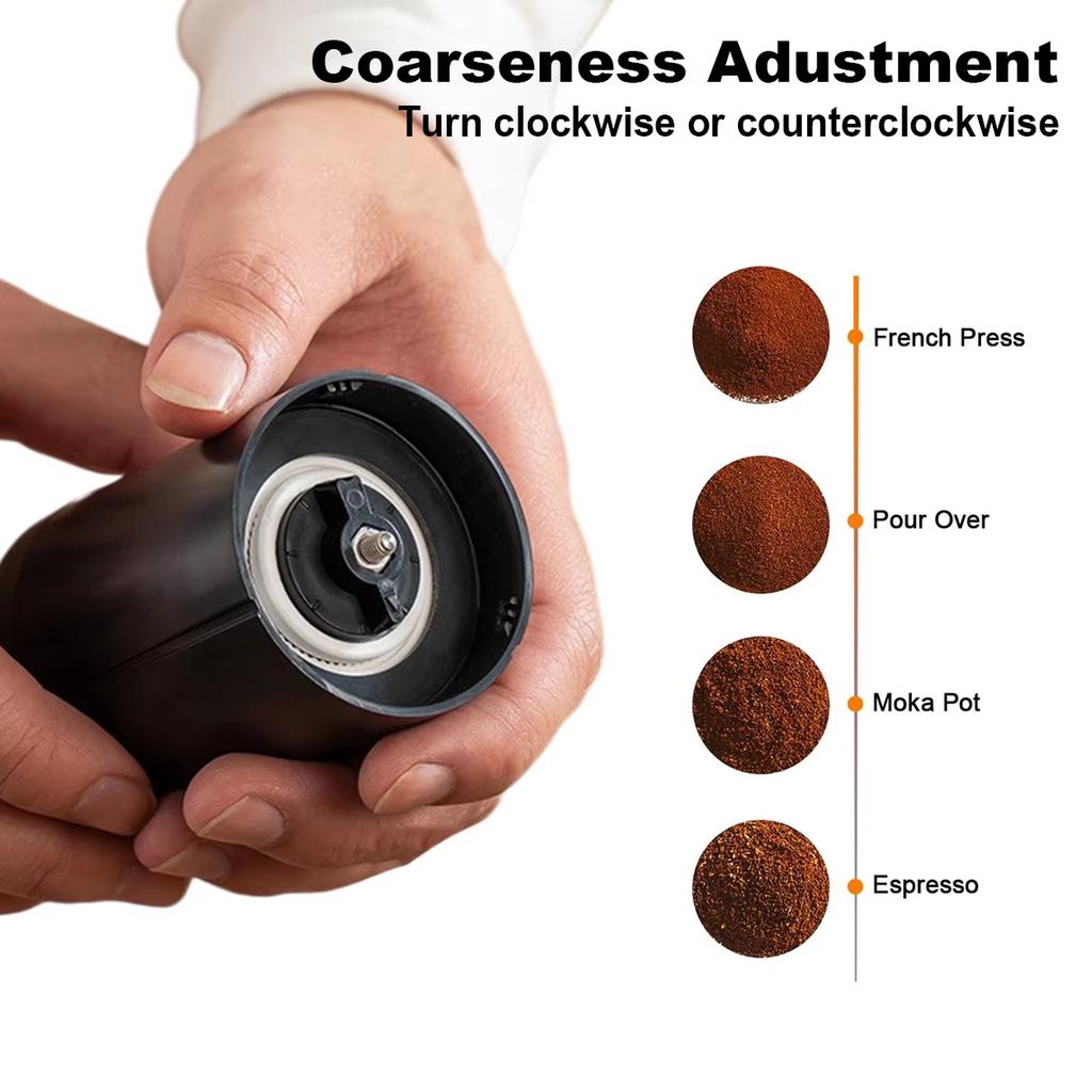 Manual Coffee Grinder with Brush, Portable Coffee Grinder with Adjustable Settings and Ceramics Grinding Core
