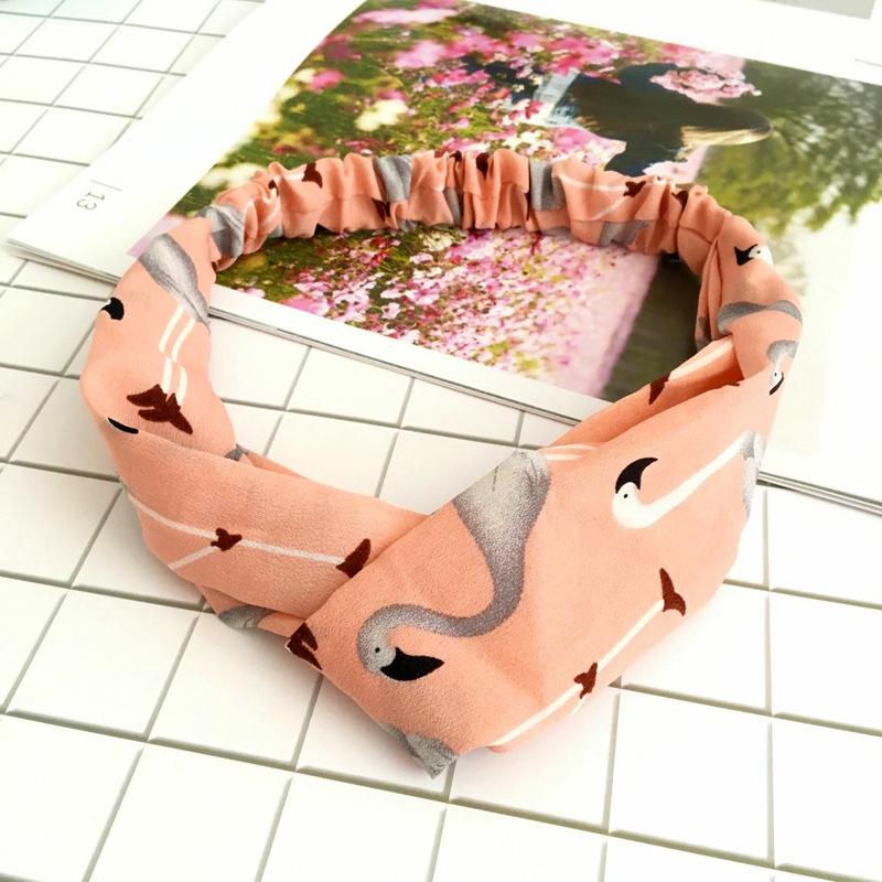 

Korean Flamingo Chiffon Criss-Cross Headband for Women, Elastic, Fashionable Style