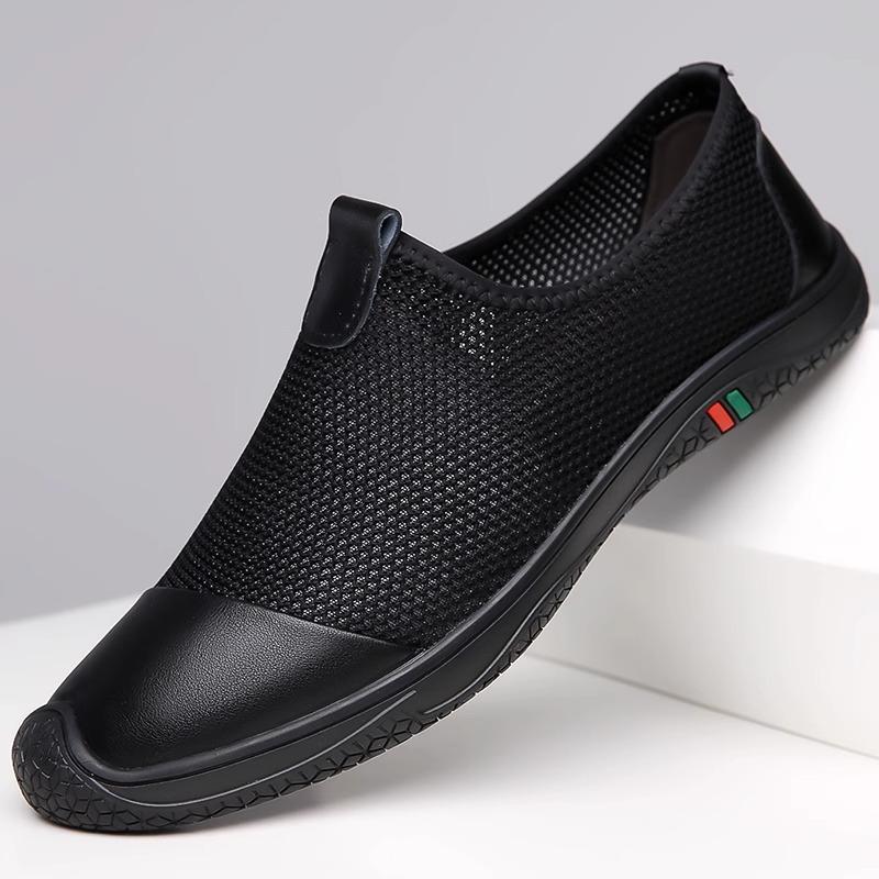 Men's Shoes New Breathable Casual Shoes Summer Hollow Out Mesh Shoe Soft Soled Comfortable Driving Shoes for Men Slip-On Loafers